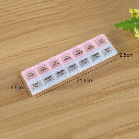 14-Compartment AM/PM Weekly Pill Organizer – Double Row Medicine Storage Box