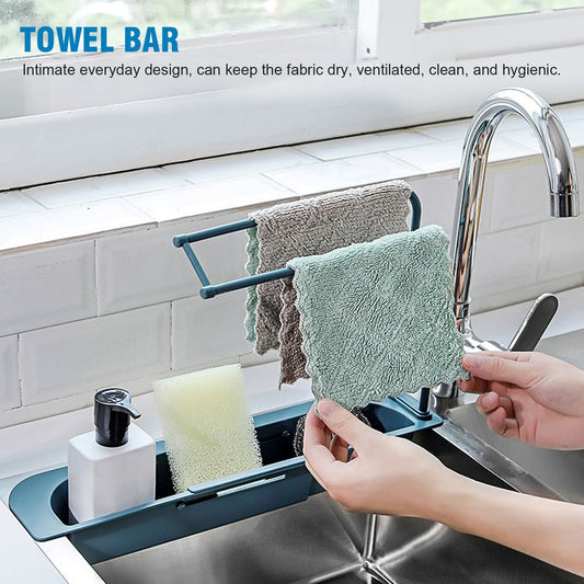 Telescopic Sink Rack – Expandable Sponge & Soap Holder Drain Basket