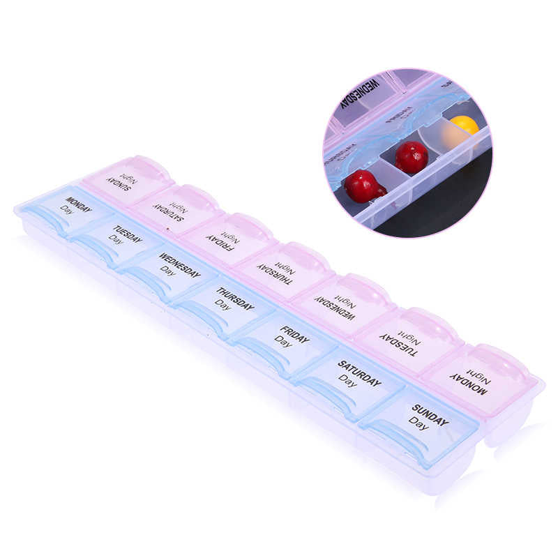 14-Compartment AM/PM Weekly Pill Organizer – Double Row Medicine Storage Box