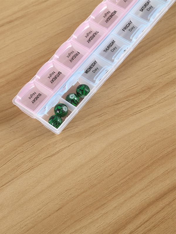 14-Compartment AM/PM Weekly Pill Organizer – Double Row Medicine Storage Box