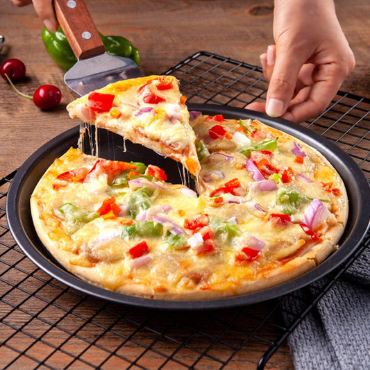 3-Piece Set Non-stick Pizza Pan, Round Premium Bakeware, Black