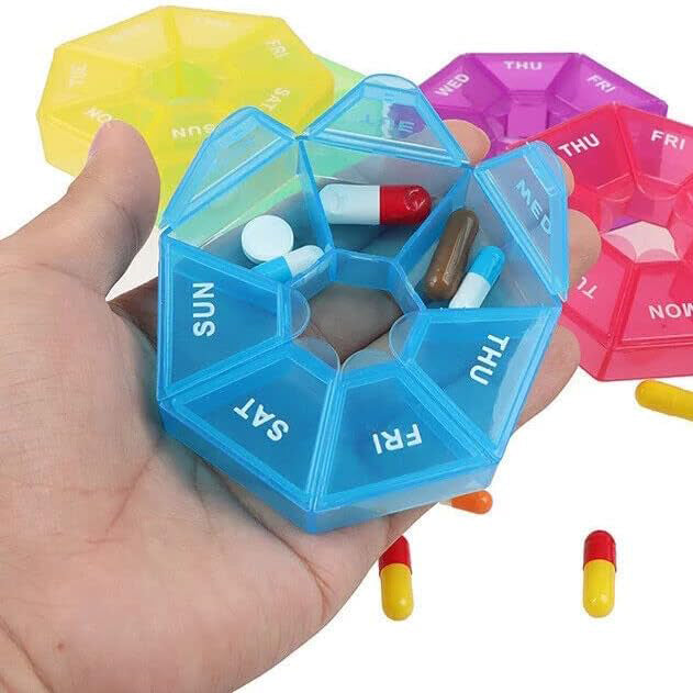 7-Day Medicine Organizer – Portable Weekly Pill Box