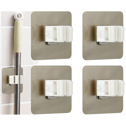 Broom Mop Holder – Self Adhesive, Wall-Mounted, No-Drill Organizer