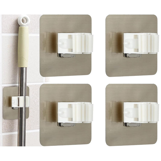 Broom Mop Holder – Self Adhesive, Wall-Mounted, No-Drill Organizer