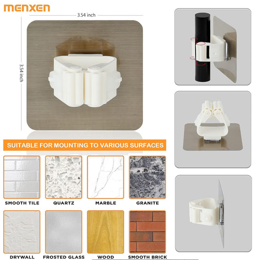 Broom Mop Holder – Self Adhesive, Wall-Mounted, No-Drill Organizer