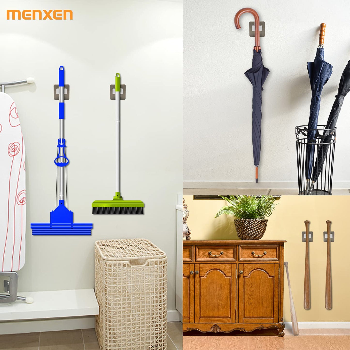 Broom Mop Holder – Self Adhesive, Wall-Mounted, No-Drill Organizer