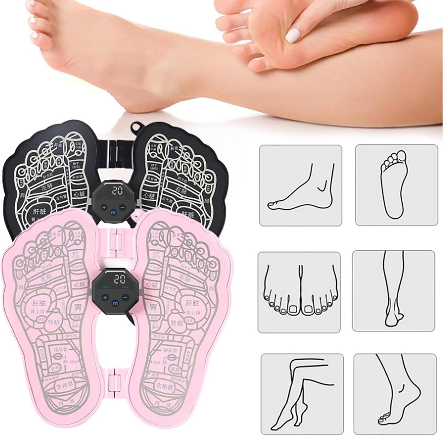 EMS Foot Massager Mat, USB Folding Portable Feet Pad