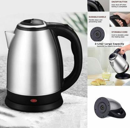 Electric Hot Water Kettle 2 Liters Stainless Steel