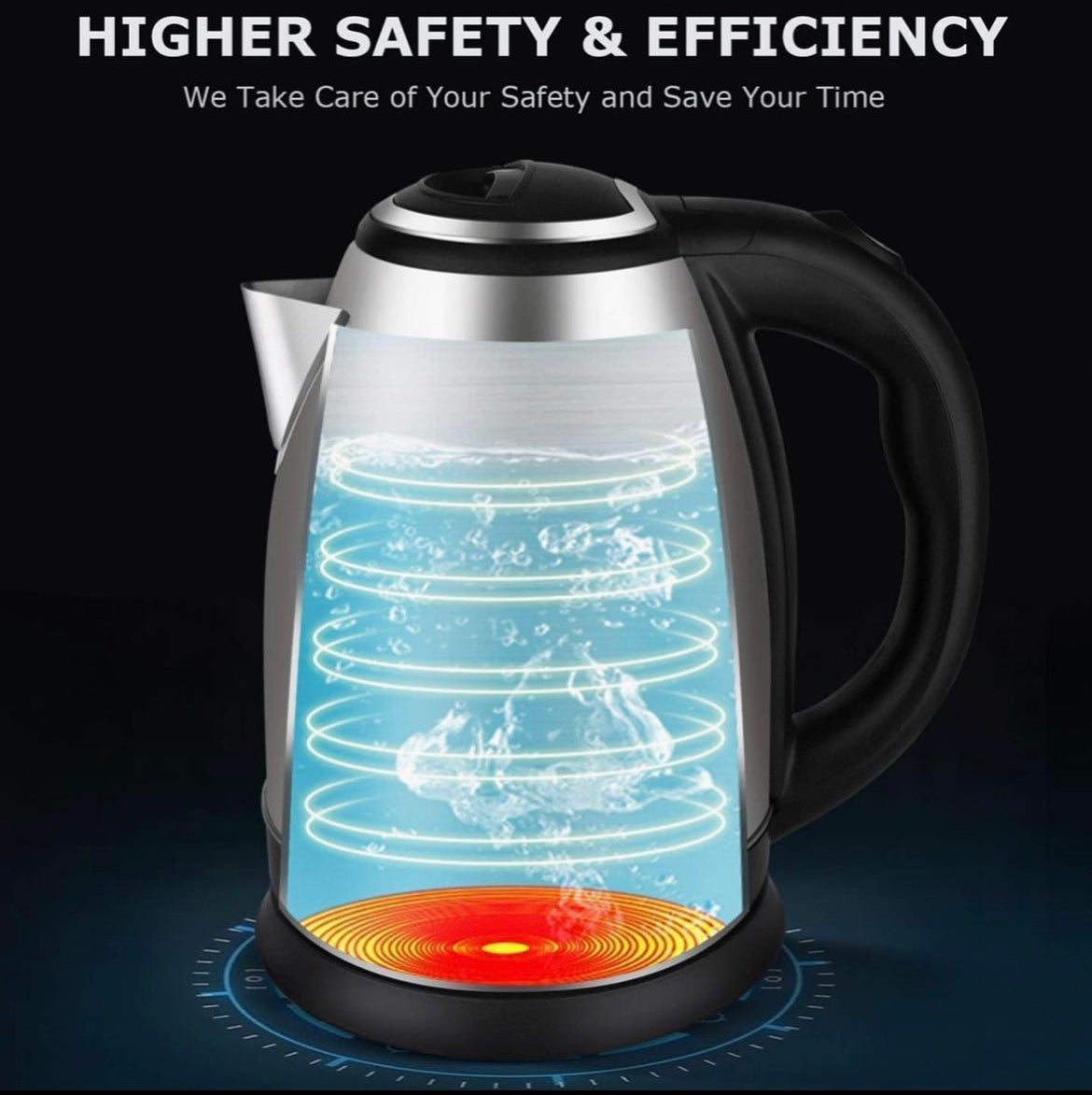 Electric Hot Water Kettle 2 Liters Stainless Steel