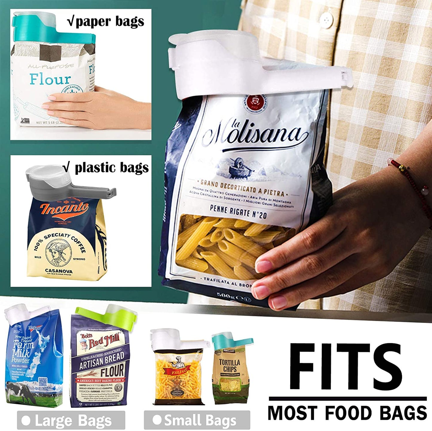 Food Bag Clips with Pour Spouts – Kitchen Sealing Clips