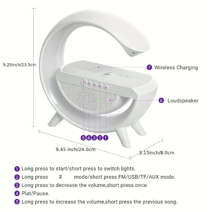 G Speaker Lamp – APP Control 3 in 1 Multi-Function Bluetooth Speaker With Wireless Charging and RGB Light