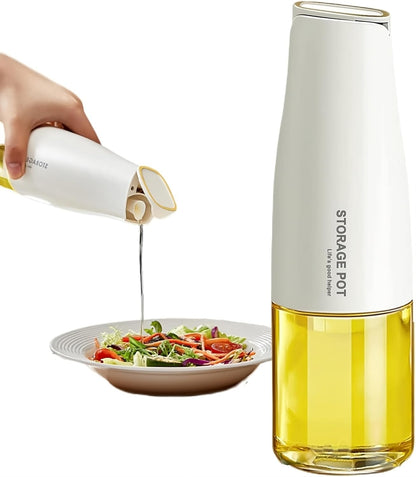 Glass Oil Dispenser 500 ML | Multi-Purpose Kitchen Bottle with Silicone Spout, BPA-Free, Off-White