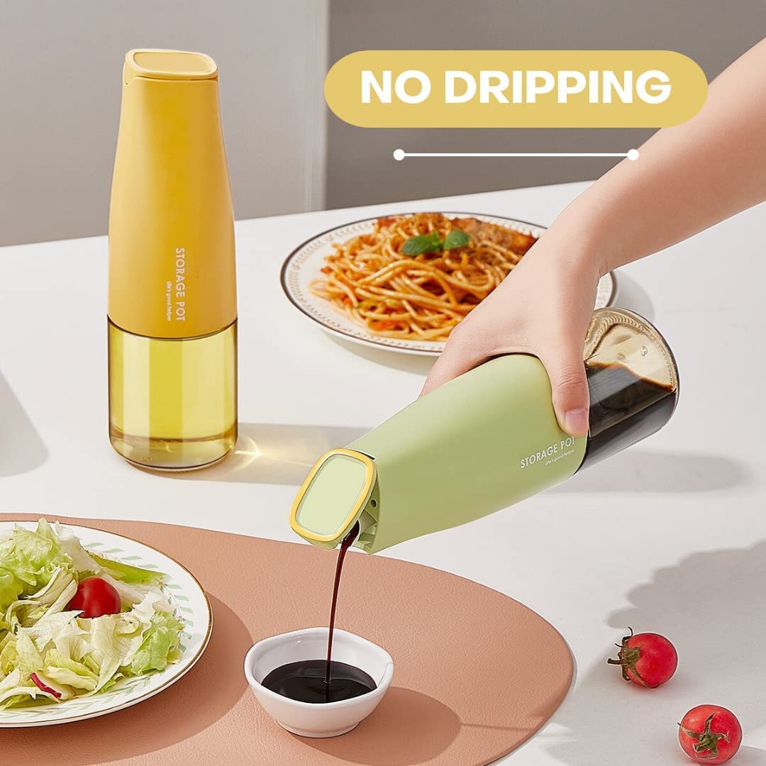 Glass Oil Dispenser 500 ML | Multi-Purpose Kitchen Bottle with Silicone Spout, BPA-Free, Off-White