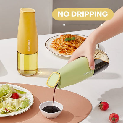 Glass Oil Dispenser 500 ML | Multi-Purpose Kitchen Bottle with Silicone Spout, BPA-Free, Off-White