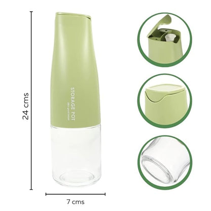 Glass Oil Dispenser 500 ML | Multi-Purpose Kitchen Bottle with Silicone Spout, BPA-Free, Off-White