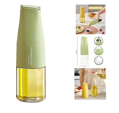 Glass Oil Dispenser 500 ML | Multi-Purpose Kitchen Bottle with Silicone Spout, BPA-Free, Off-White