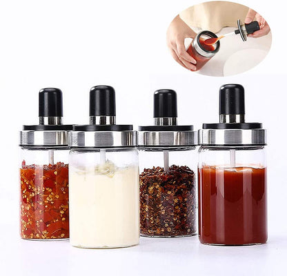 Glass Spice Jars with Serving Spoon