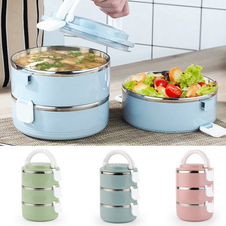 Insulated Lunch Box Made of Stainless Steel, 3 Layers