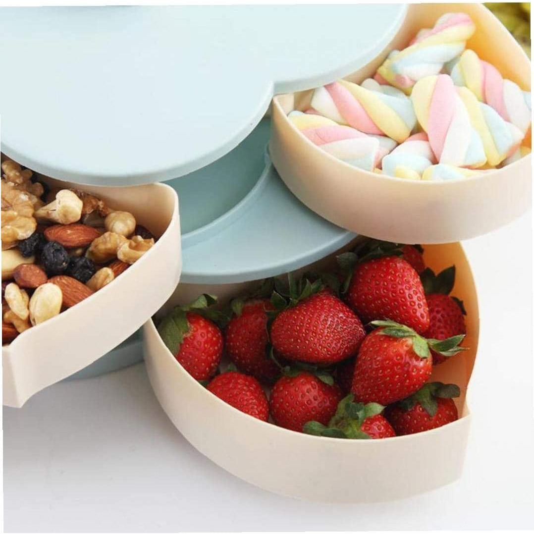 Layer Rotating Flower Snack Serving Tray