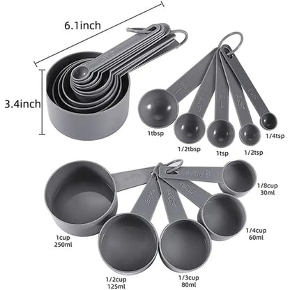Measuring Cups and Spoons Set of 10 Reusable Plastic