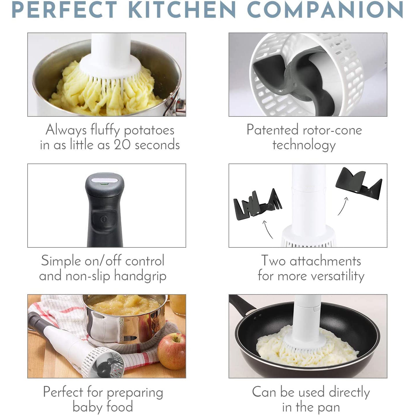 Multi-Functional 3-in-1 Electric Hand Blender | Masher, Whisk & Baby Food Puree Tool