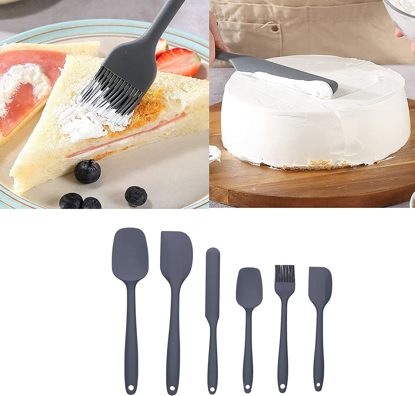 Silicone Pastry Brush Set 6pcs – Heat-Resistant Oil Brush & Spatula for Baking, Cooking, BBQ