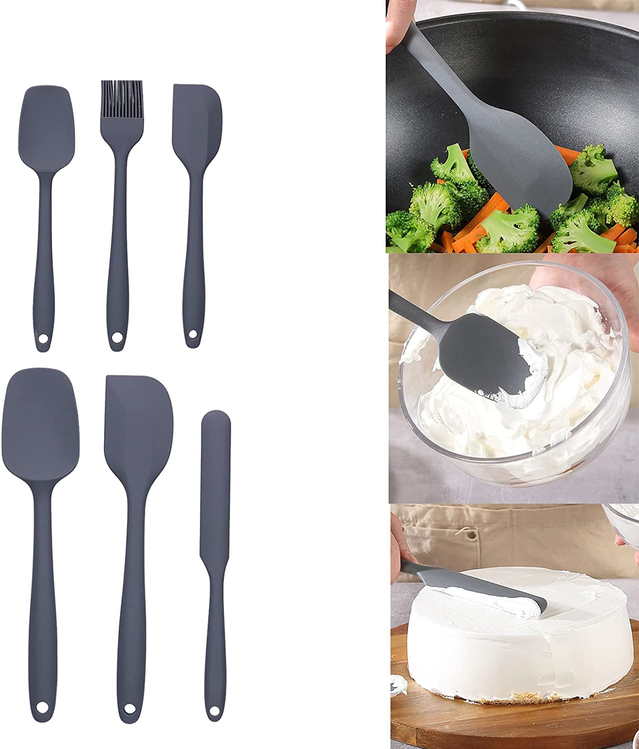 Silicone Pastry Brush Set 6pcs – Heat-Resistant Oil Brush & Spatula for Baking, Cooking, BBQ