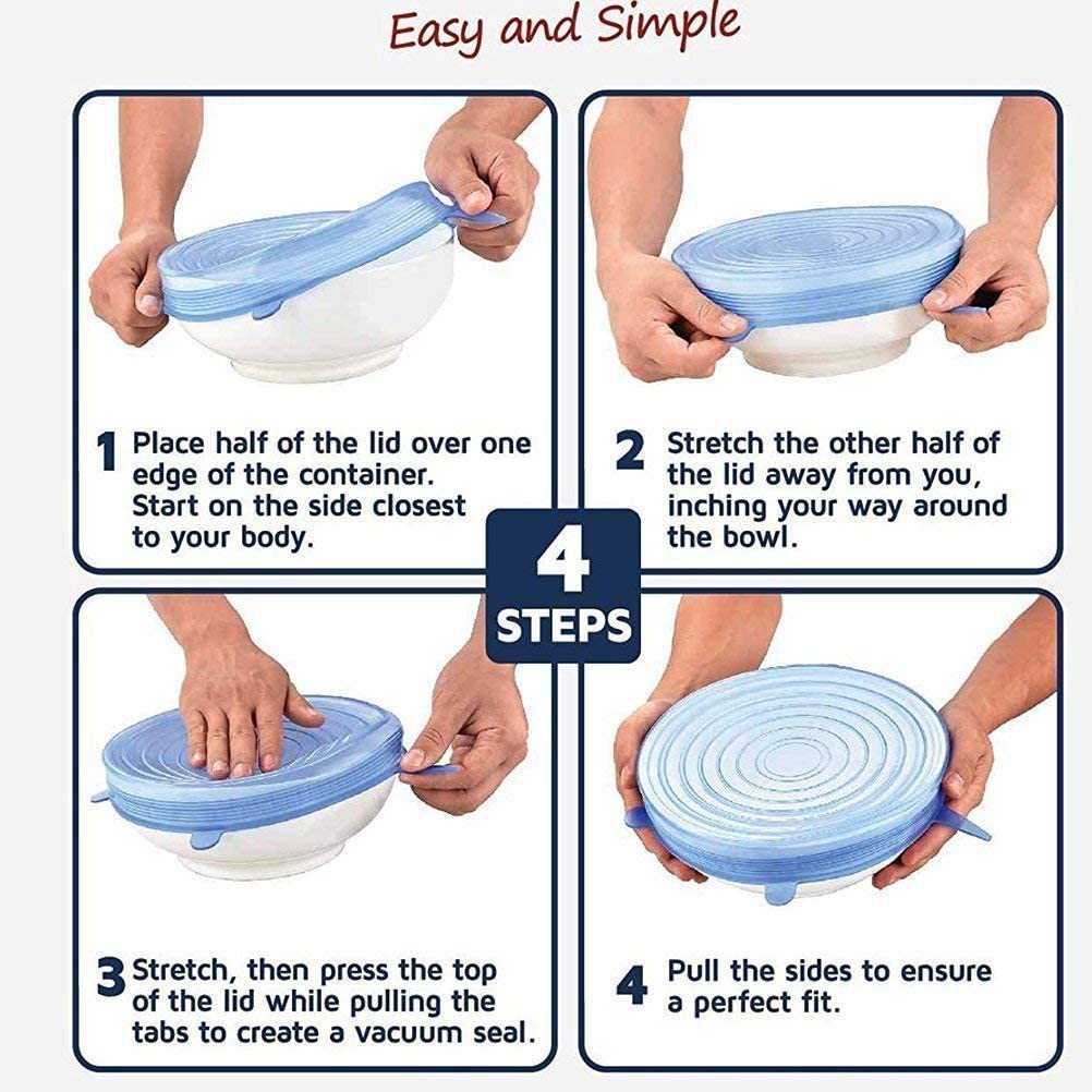 Silicone Suction Stretch Lids – 6-Pack