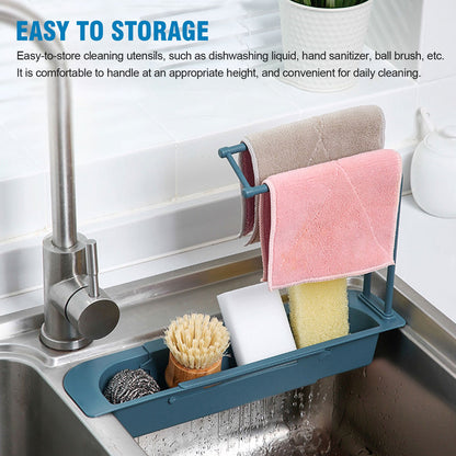 Telescopic Sink Rack – Expandable Sponge & Soap Holder Drain Basket