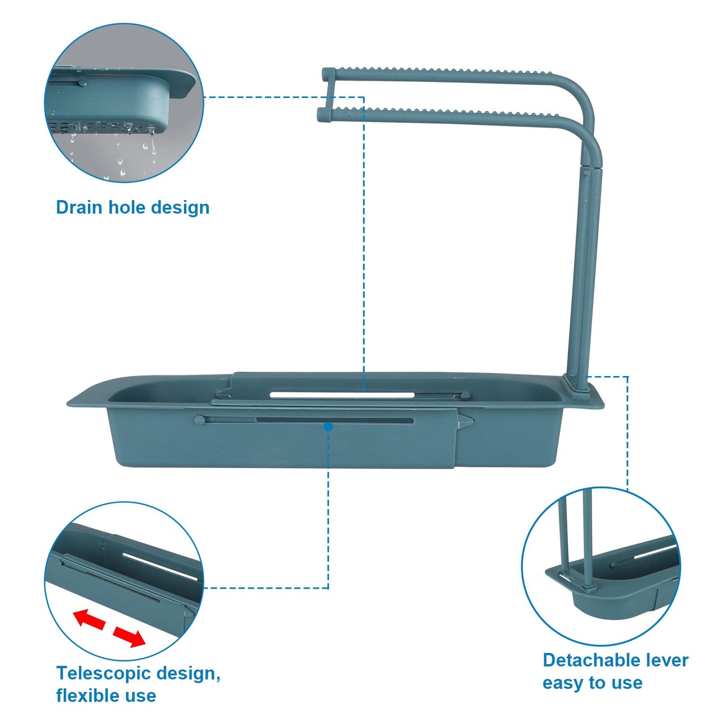 Telescopic Sink Rack – Expandable Sponge & Soap Holder Drain Basket
